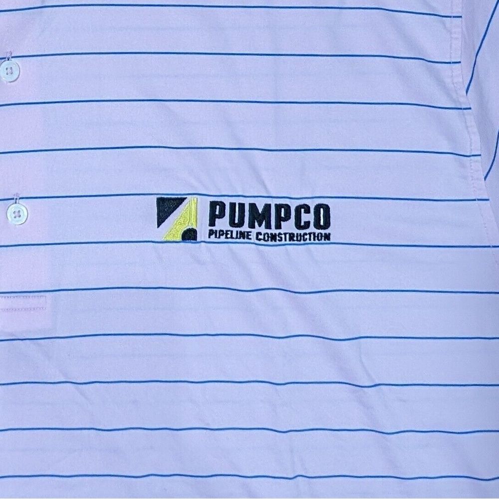 Fennec Golf Polo Lightweight Shirt Pink/Blue Striped Mens XXL Embroidered Pumpco - Picture 4 of 8
